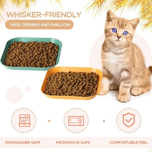 16 Pieces Cat Food Bowl Set, 6 inch Whisker Fatigue Free Cat Bowls,Small Flat Cat Dish, Shallow Pet Feeding Dish or Plate for Cats and Small Dogs (8 Colours) in Saudi Arabia