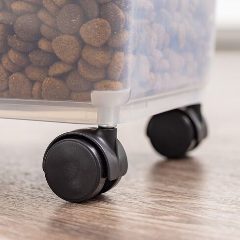 IRIS USA 3-Piece 42 Lbs / 57.5 Qt WeatherPro Airtight Pet Food Storage Container Combo with Scoop and Treat Box for Dog Cat Bird Food, Stackable, Keep Pests Out, Translucent Body, BPA Free, Chrome in Saudi Arabia