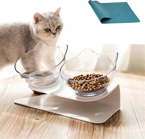 Cat Food Bowls, Elevated Ceramic Dog Cat Bowls with Raised Stand, 3 Adjustable Heights Anti Vomiting Cat Dog Water Bowl with no-Spill Design, 5 INCHES Bowl for Medium and Small Size Dog Cats in Saudi Arabia