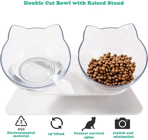 Cat Food Bowls, Elevated Ceramic Dog Cat Bowls with Raised Stand, 3 Adjustable Heights Anti Vomiting Cat Dog Water Bowl with no-Spill Design, 5 INCHES Bowl for Medium and Small Size Dog Cats in Saudi Arabia