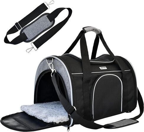 ناقلات القطط من نافريكس لحمل الكلاب الصغيرة، حامل الحيوانات الأليفة للقطط، معتمد من شركات الطيران مع جيبين شبكيين للتخزين، وسادة من الصوف وبطاقة الاسم in Kuwait