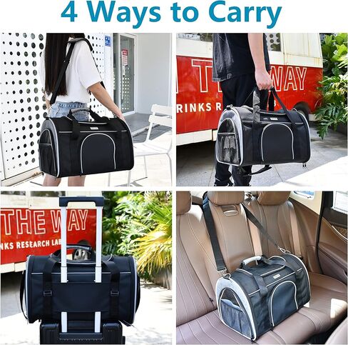 ناقلات القطط من نافريكس لحمل الكلاب الصغيرة، حامل الحيوانات الأليفة للقطط، معتمد من شركات الطيران مع جيبين شبكيين للتخزين، وسادة من الصوف وبطاقة الاسم in Kuwait