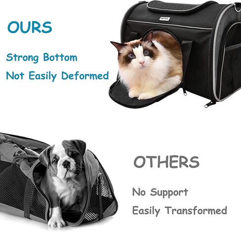 ناقلات القطط من نافريكس لحمل الكلاب الصغيرة، حامل الحيوانات الأليفة للقطط، معتمد من شركات الطيران مع جيبين شبكيين للتخزين، وسادة من الصوف وبطاقة الاسم in Kuwait