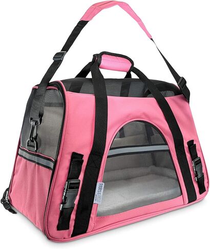 Paws & Pals Airline Approved Pet Carrier - Soft-Sided Carriers for Small Medium Cats and Dogs Air-Plane Travel On-Board Under Seat Carrying Bag with Fleece Bolster Bed for Kitten Cat Puppy Dog Taxi in Kuwait