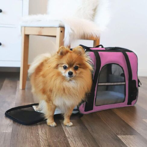 Paws & Pals Airline Approved Pet Carrier - Soft-Sided Carriers for Small Medium Cats and Dogs Air-Plane Travel On-Board Under Seat Carrying Bag with Fleece Bolster Bed for Kitten Cat Puppy Dog Taxi in Kuwait