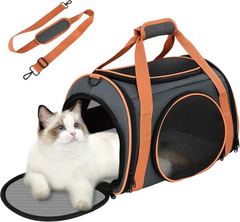 Cat Carrier TSA Airline Approved Pet Carrier Cat Carrier Bag with Big Space for Small Medium Cats Small Dog Carrier with 5 Mesh Windows, 4 Open Doors Cat Carriers & Strollers for Comfortable Travel in Saudi Arabia