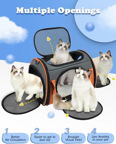 Cat Carrier TSA Airline Approved Pet Carrier Cat Carrier Bag with Big Space for Small Medium Cats Small Dog Carrier with 5 Mesh Windows, 4 Open Doors Cat Carriers & Strollers for Comfortable Travel in Saudi Arabia