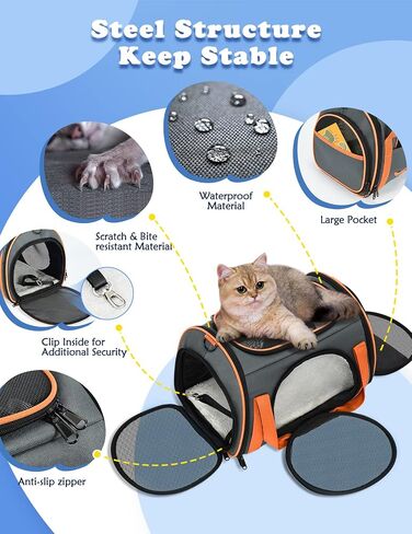 Cat Carrier TSA Airline Approved Pet Carrier Cat Carrier Bag with Big Space for Small Medium Cats Small Dog Carrier with 5 Mesh Windows, 4 Open Doors Cat Carriers & Strollers for Comfortable Travel in Saudi Arabia