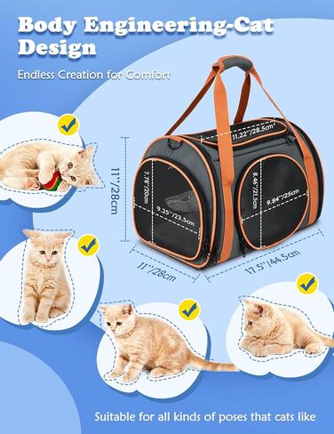 Cat Carrier TSA Airline Approved Pet Carrier Cat Carrier Bag with Big Space for Small Medium Cats Small Dog Carrier with 5 Mesh Windows, 4 Open Doors Cat Carriers & Strollers for Comfortable Travel in Saudi Arabia