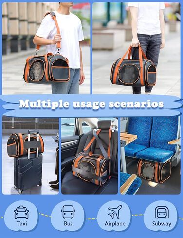 Cat Carrier TSA Airline Approved Pet Carrier Cat Carrier Bag with Big Space for Small Medium Cats Small Dog Carrier with 5 Mesh Windows, 4 Open Doors Cat Carriers & Strollers for Comfortable Travel in Saudi Arabia