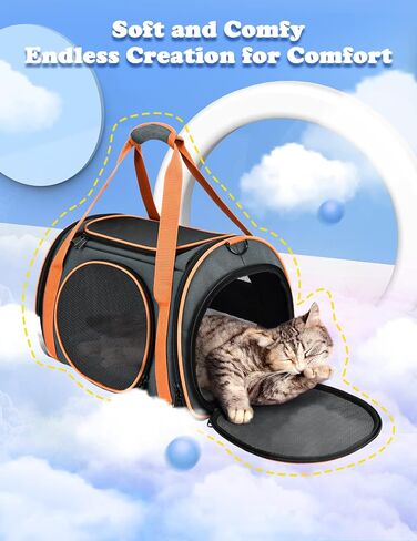 Cat Carrier TSA Airline Approved Pet Carrier Cat Carrier Bag with Big Space for Small Medium Cats Small Dog Carrier with 5 Mesh Windows, 4 Open Doors Cat Carriers & Strollers for Comfortable Travel in Saudi Arabia
