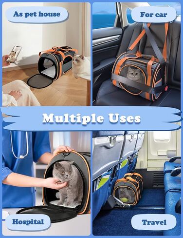 Cat Carrier TSA Airline Approved Pet Carrier Cat Carrier Bag with Big Space for Small Medium Cats Small Dog Carrier with 5 Mesh Windows, 4 Open Doors Cat Carriers & Strollers for Comfortable Travel in Saudi Arabia