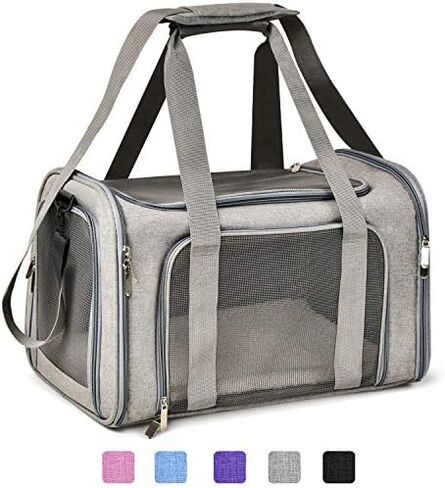 Henkelion Cat Carriers Dog Carrier Pet Carrier For Small / Medium Cats Dogs Puppies (Up To 15lbs), TSA Airline Approved Small Dog Carrier Soft Sided, Collapsible Waterproof Travel Puppy Carrier - Grey in Kuwait