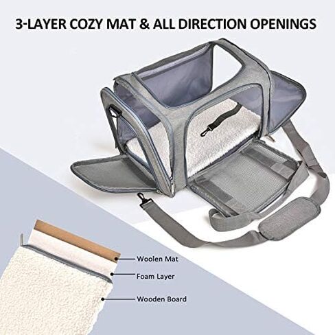 Henkelion Cat Carriers Dog Carrier Pet Carrier For Small / Medium Cats Dogs Puppies (Up To 15lbs), TSA Airline Approved Small Dog Carrier Soft Sided, Collapsible Waterproof Travel Puppy Carrier - Grey in Kuwait