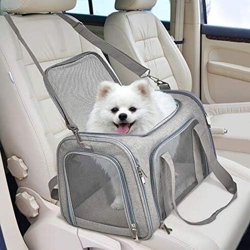 Henkelion Cat Carriers Dog Carrier Pet Carrier For Small / Medium Cats Dogs Puppies (Up To 15lbs), TSA Airline Approved Small Dog Carrier Soft Sided, Collapsible Waterproof Travel Puppy Carrier - Grey in Kuwait