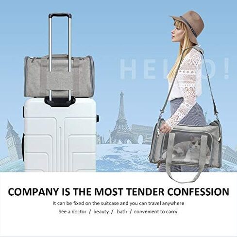 Henkelion Cat Carriers Dog Carrier Pet Carrier For Small / Medium Cats Dogs Puppies (Up To 15lbs), TSA Airline Approved Small Dog Carrier Soft Sided, Collapsible Waterproof Travel Puppy Carrier - Grey in Kuwait