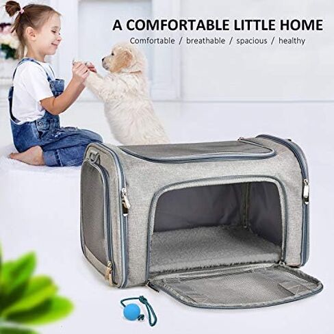 Henkelion Cat Carriers Dog Carrier Pet Carrier For Small / Medium Cats Dogs Puppies (Up To 15lbs), TSA Airline Approved Small Dog Carrier Soft Sided, Collapsible Waterproof Travel Puppy Carrier - Grey in Kuwait