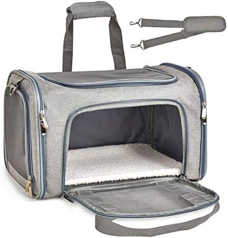 Henkelion Cat Carriers Dog Carrier Pet Carrier For Small / Medium Cats Dogs Puppies (Up To 15lbs), TSA Airline Approved Small Dog Carrier Soft Sided, Collapsible Waterproof Travel Puppy Carrier - Grey in Kuwait