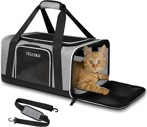 Petskd Pet Carrier 17x13x9.5 معتمد من شركة الطيران الجنوبية الغربية، حقيبة نقل الحيوانات الأليفة للقطط والكلاب الصغيرة، حامل كلب ناعم للحيوانات الأليفة التي يتراوح وزنها من 1 إلى 15 رطل، حامل قطط للكلاب مع سحاب قفل أمان (وردي) in Kuwait
