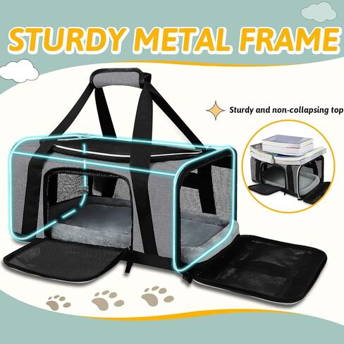 Petskd Pet Carrier 17x13x9.5 معتمد من شركة الطيران الجنوبية الغربية، حقيبة نقل الحيوانات الأليفة للقطط والكلاب الصغيرة، حامل كلب ناعم للحيوانات الأليفة التي يتراوح وزنها من 1 إلى 15 رطل، حامل قطط للكلاب مع سحاب قفل أمان (وردي) in Kuwait