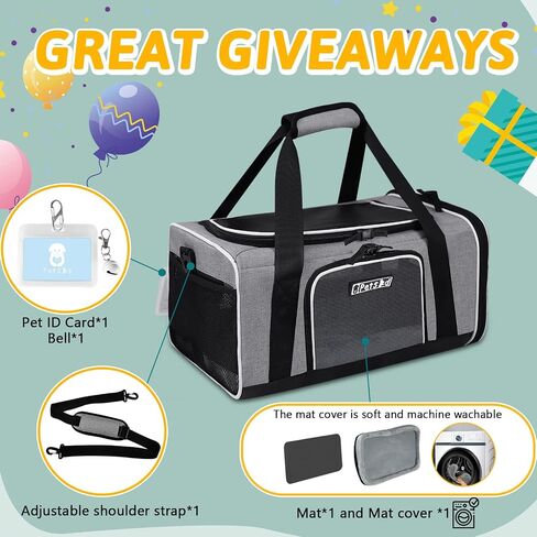 Petskd Pet Carrier 17x13x9.5 معتمد من شركة الطيران الجنوبية الغربية، حقيبة نقل الحيوانات الأليفة للقطط والكلاب الصغيرة، حامل كلب ناعم للحيوانات الأليفة التي يتراوح وزنها من 1 إلى 15 رطل، حامل قطط للكلاب مع سحاب قفل أمان (وردي) in Kuwait