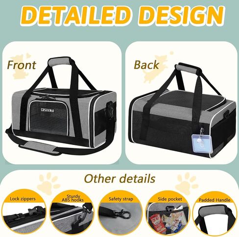 Petskd Pet Carrier 17x13x9.5 معتمد من شركة الطيران الجنوبية الغربية، حقيبة نقل الحيوانات الأليفة للقطط والكلاب الصغيرة، حامل كلب ناعم للحيوانات الأليفة التي يتراوح وزنها من 1 إلى 15 رطل، حامل قطط للكلاب مع سحاب قفل أمان (وردي) in Kuwait