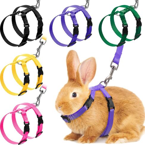 5 Pieces Adjustable Rabbit Harness Leash Bunny Harness for Pet Walk Running Jogging Leash Harness for Bunny Cat Puppy Kitten Ferret and Other Small Pet (Fresh Color) in Saudi Arabia