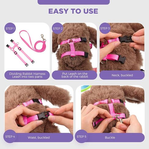 5 Pieces Adjustable Rabbit Harness Leash Bunny Harness for Pet Walk Running Jogging Leash Harness for Bunny Cat Puppy Kitten Ferret and Other Small Pet (Fresh Color) in Saudi Arabia