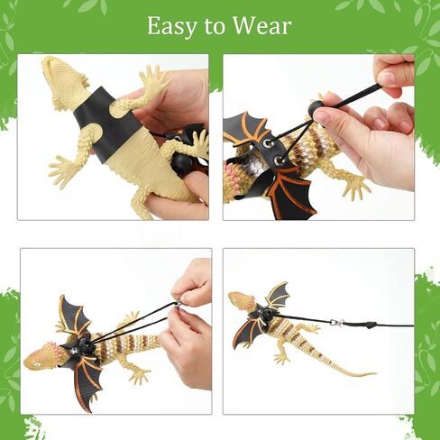 5 Pieces Bearded Dragon Accessories Toy Set Bearded Dragon Leashes and Harnesses S/M/L 3 Size Packed Lizard Harness Mini Scooter Lizard Helmet Hats Adjustable Bearded Dragon Leash (Black) in Saudi Arabia
