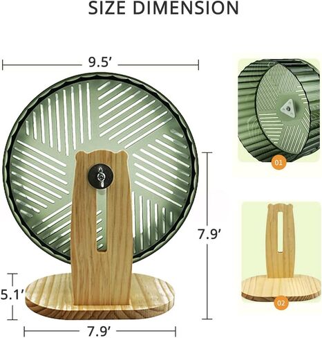 العاب عجلة تمرين للهامستر، مقاس كبير 9.4 انش صامتة للغاية مع ملحقات قفص قاعدة قابلة للتعديل، عجلة ركض هادئة للهامستر السوري القزم والجربوع والخنزير الغيني والحيوانات الصغيرة، اخضر in Kuwait
