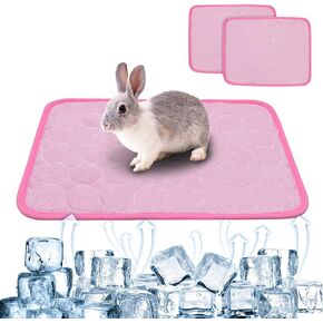 2PCS Summer Cooling Mat for Rabbit, Washable Bunny Bed, Rabbit Bed Mat, Guinea Pig Cage Liner Hamster Pad, Fleece Sleep Pad for Squirrel, Hedgehog, Chinchilla, Small Animals, (15.8''x11.8) Grey