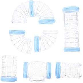 Hamster Tubes Hamster Tube Set, Transparent Tunnel DIY Curved Excercise Maze Connector Cage Accessories for Hamster Small Animals- Yellow Hamster Tunnels