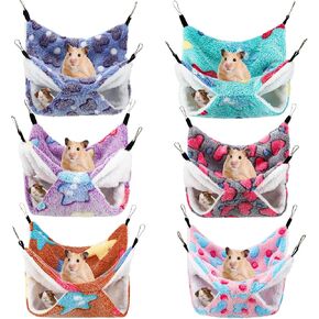 Sadnyy 6 Pieces Guinea Pig Rat Hammock Three Layer Ferret Bed Small Animal Hanging Pet Cage Hammock for Chinchilla Rat Sugar Glider Squirrel Reptiles(Cute Pattern) in Saudi Arabia