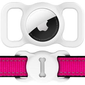 for Airtag Dog Collar Holder (1st & 2nd Generation) Air Tag Protective Cat Airtag Dog Collar, Silicone AirTags GPS Tracking Accessories, Air Tags with Bone Pattern (1 Pack(Black)) in Kuwait