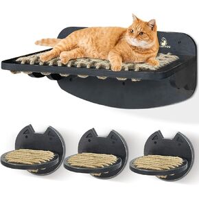 Cat Wall Shelves Cat Hammock with 3 Steps, Cat Furniture Cat Shelf for Wall, Natural Sisal Cat Shelves and Perches, Cat Climbing Shelf Cat Scratching Post,Modern Cat Bed & Furniture, Gift for Cat in Kuwait