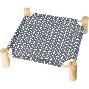 Patas Lague Cat and Dog Hammock Bed Small Dog Bed, Wooden Cat Elevated Cooling Outdoor Bed for All Seasons, Cat Beds for Indoor Cats, Cat Cots Furniture Pet Bed Puppy Bed(Alpaca)