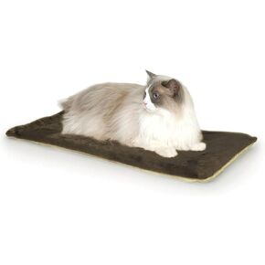 K&H Pet Products Heated Cat Bed Pad for Indoor Cats, Thermo-Kitty Mat Calming Warm Pet Heating Pad for Inside Pets, Machine Washable, Waterproof Heater, Safety Listed - 12.5 X 25in Gray