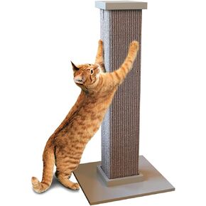SmartCat Ultimate Scratching Post – Beige, Large 32 Inch Tower - Sisal Fiber, Simple Design - For All Cats