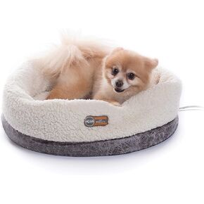 K&H Pet Products Heated Cat Bed Indoor, Thermo-Snuggle Cup Bomber Soft Heated Pet Bed for Large Indoor Cats and Small Dogs, Machine Washable, Waterproof Heated Pad, Safety Listed - 14x18in Gray