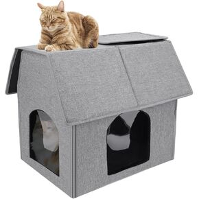 fophop Outdoor Indoor Cat House with Removable Soft Mat, Weatherproof Feral Small Animals Shelter for Cats, Puppies, Rabbits,Easy to Assemble in Kuwait