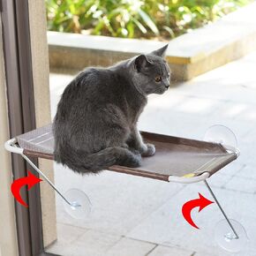 Cat Window Perch for Your Beloved Cats with 360° Sunbath and Comfortable Cat Hammock Window Seat for Any Cats, Cat Window Bed (L, Grey)