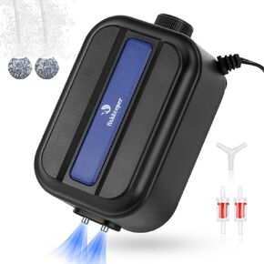 Aquarium Air Pump, 2.5W Small Fish Tank Aerator, 40GPH Quiet Oxygen Bubbler with Air Stone/Tubing/Check Valve/Connector for Fish Tank up to 60 Gallon