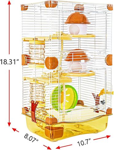 YIBOPET Hamster Cage Small Animal Cage 3 Layers Transparent Cage Size：10.6"(W) X8.1(L) X18.3 (H) Suitable for Hamsters up to 3.5 inch in Length in Saudi Arabia