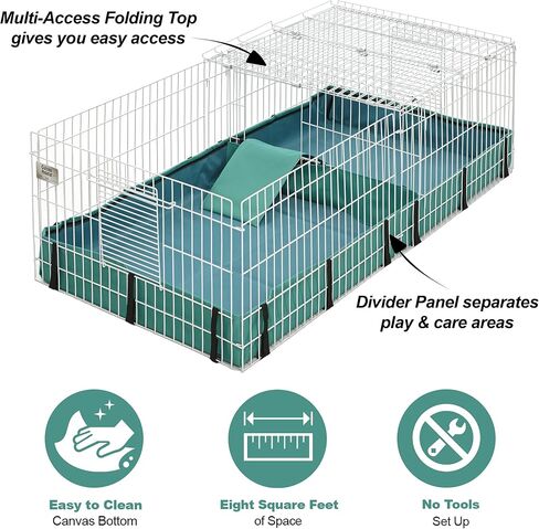 MidWest Homes for Pets Guinea Habitat Plus Cage, Includes Divider Panel and Hinged Top, Washable PVC Canvas Bottom, Expandable Small Animal Cage for Guinea Pigs, 171GHP in Saudi Arabia