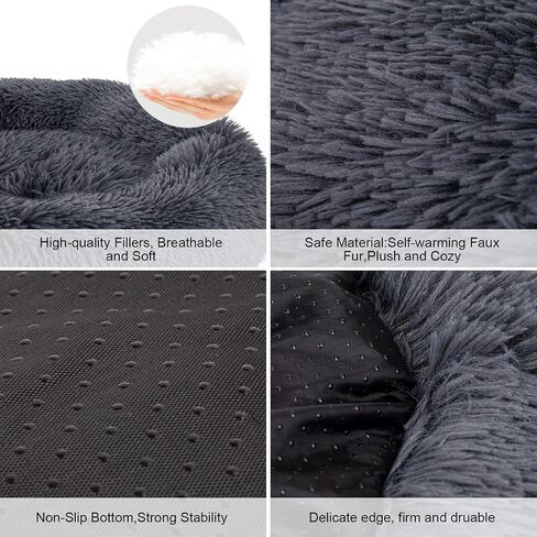 Dog Bed, Cat Calming Bed, Faux Fur Pillow Pet Donut Cuddler Round Plush Bed for Large Medium Small Dogs and Cats in Saudi Arabia