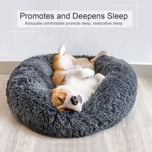 Dog Bed, Cat Calming Bed, Faux Fur Pillow Pet Donut Cuddler Round Plush Bed for Large Medium Small Dogs and Cats in Saudi Arabia
