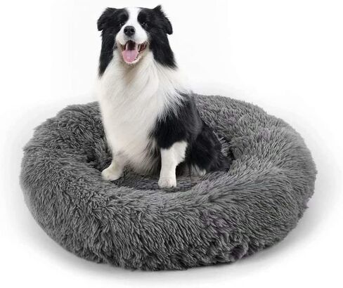 Dog Bed, Cat Calming Bed, Faux Fur Pillow Pet Donut Cuddler Round Plush Bed for Large Medium Small Dogs and Cats in Saudi Arabia