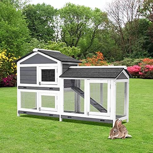 قفص ارنب من اي ام كيه كيه، قفص ارنب للاماكن الخارجية مع منحدر داخلي مع صواني اعمق لا تسرب، قفص للحيوانات الاليفة للارانب والخنزير الغيني والنمس in Kuwait