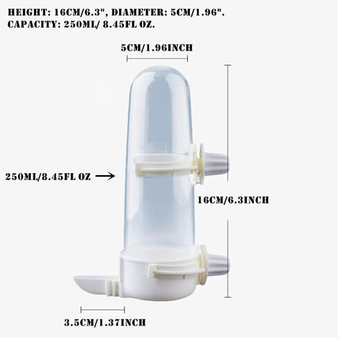Pet Bird Water Feeder, 8.45 Fl Oz Parrot Water Dispenser, Bird Cage Suspended Automatic Water Dispenser, Bird Feeders for Parakeet Budgie Cockatiel Lovebirds Canary Finch (2Pcs) in Kuwait