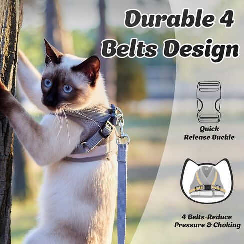 Supet Cat Harness and Leash Set - Soft Mesh Adjustable Cat Vest Harness with Reflective Strap for Walking Cat and Puppy Rabbit in Kuwait